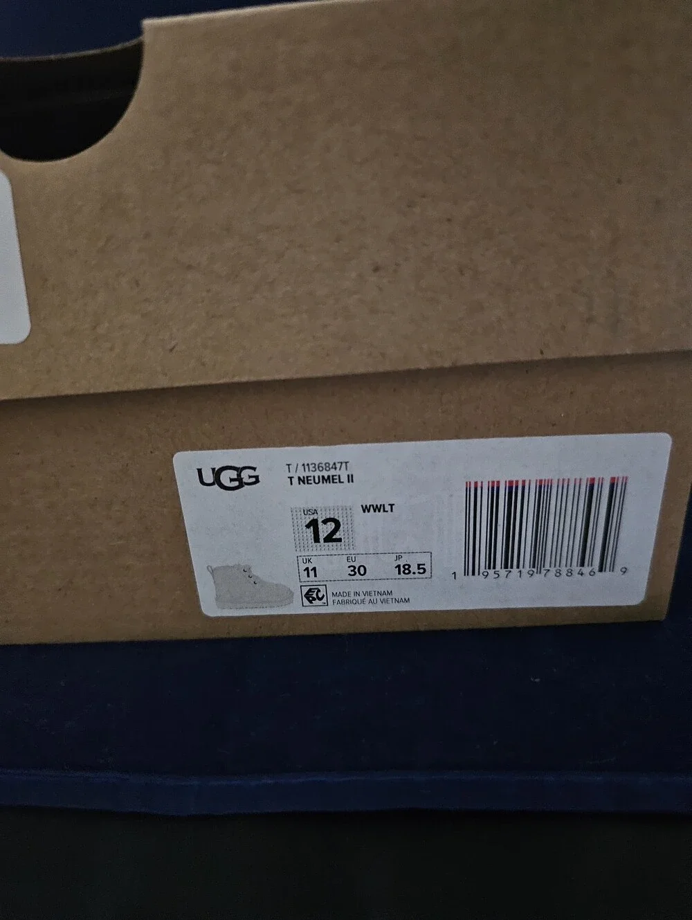 UGG NEUMEL II Kids White Lace-Up Ankle Leather  Boots Size 12